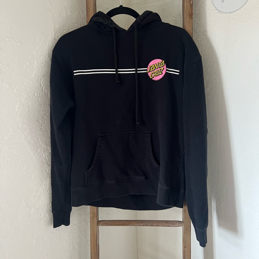 Kids Santa Cruz black hoodie pink & yellow logo